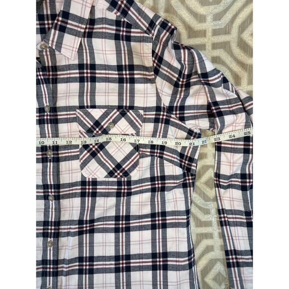 Eddie Bauer Women Flannel Shirt Size L Black Pink Plaid Long Sleeve Button-Up - Picture 3 of 8